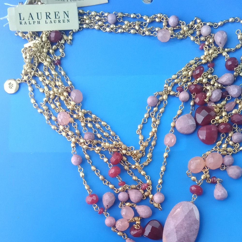 NWT RALPH LAUREN signed gemstone necklace jewelry. Semi precious